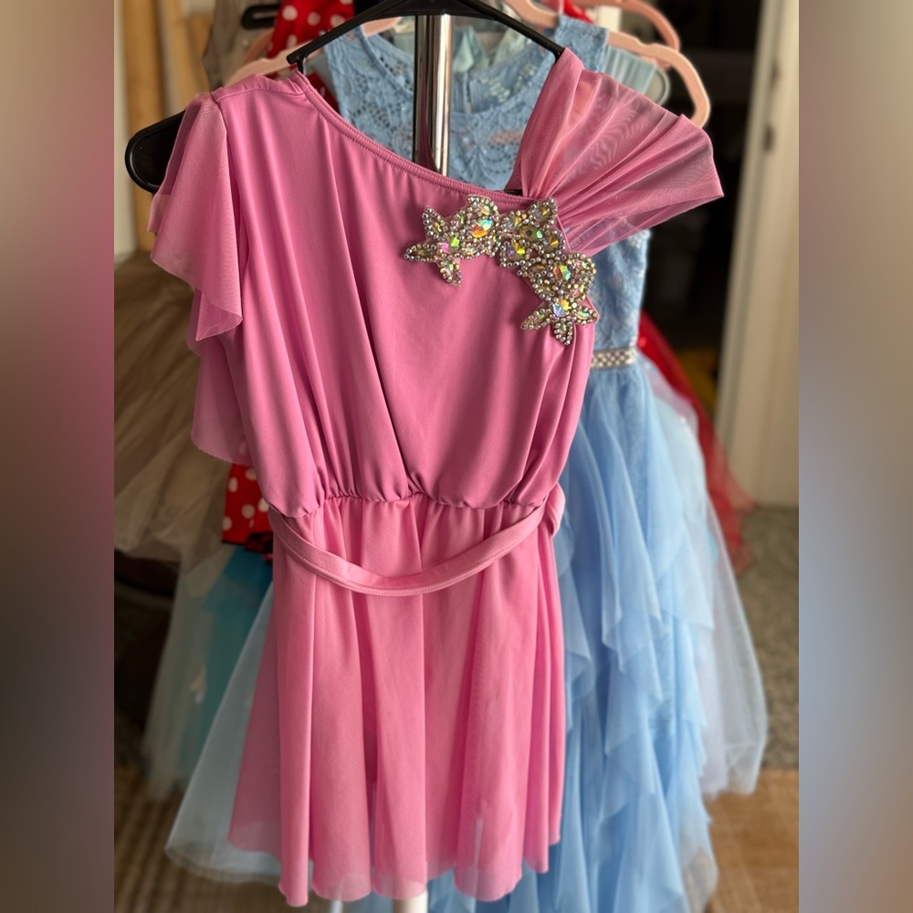 Weissman Pink Kids Costume with Star Accents. Dance competition/Recital